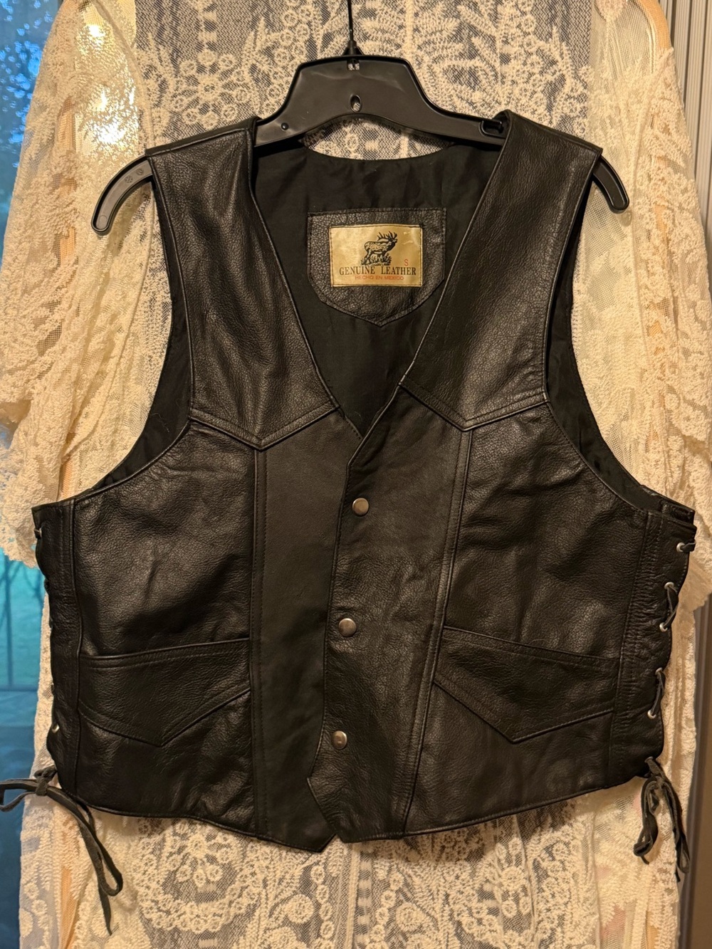 Men's Black Vest with Snap Front